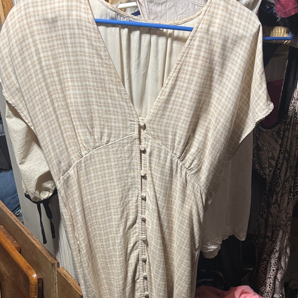 Abercrombie & Fitch Cream Plaid Dress